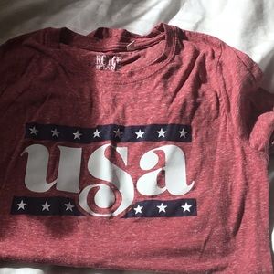 Soft cotton short sleeve USA long T-shirt.